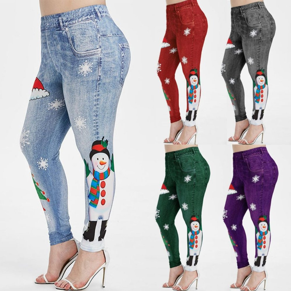 Last Minute Christmas Jeggings-Dark Green